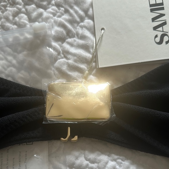 SAME LA Swim Hammer Bandeau Bikini Top - Faux Suede w/Hammered Gold Detail - Picture 6 of 7